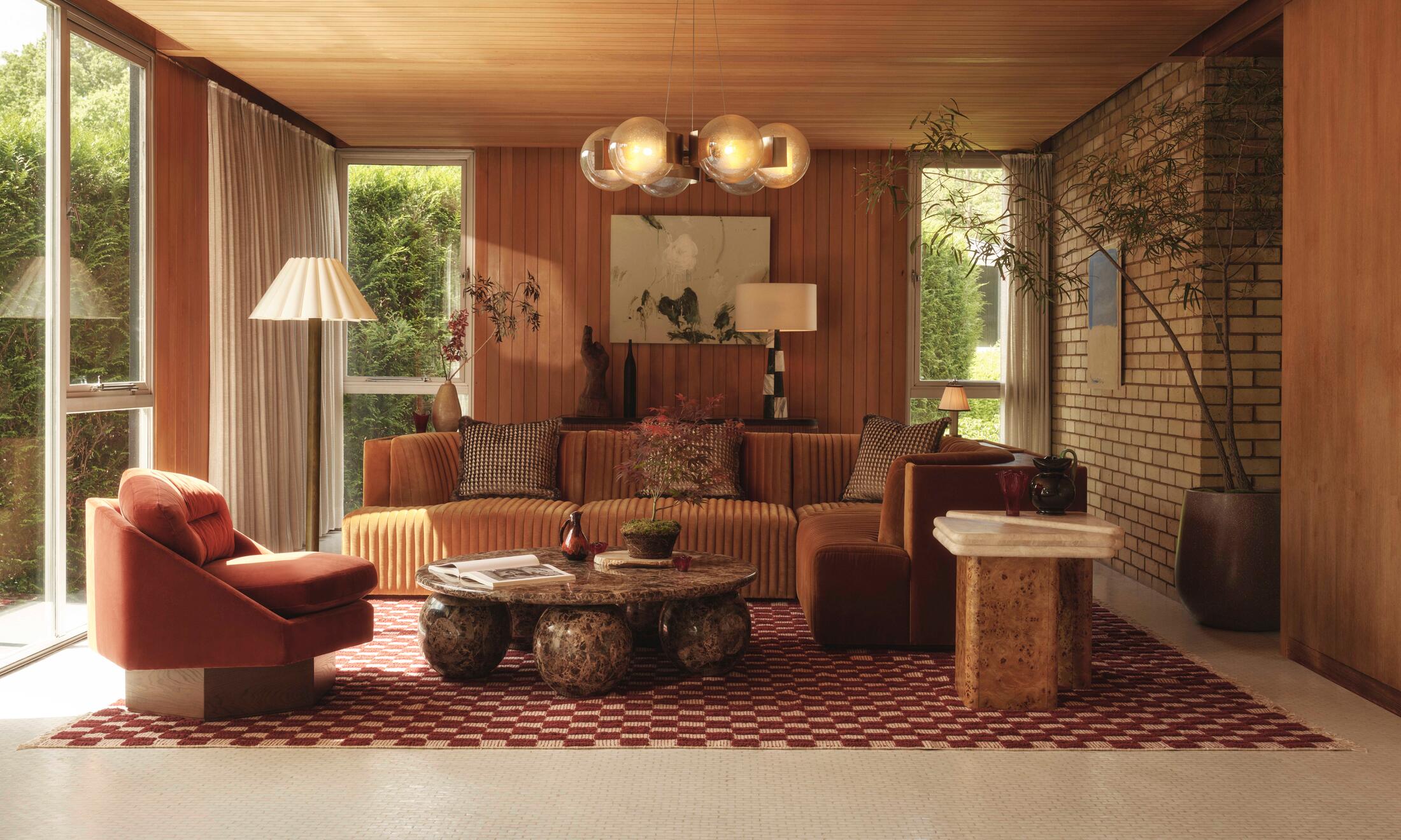 Carefully arranged homeware on a linen surface